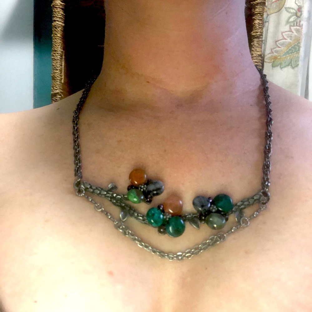 Tree Branch necklace with real stone.